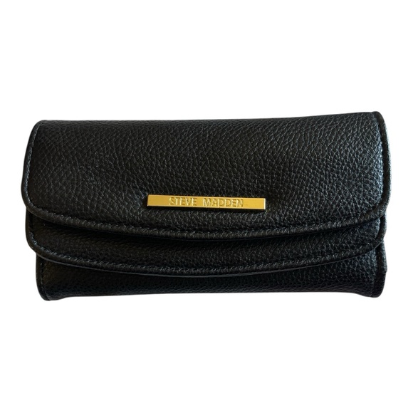 Steve Madden Handbags - Steve Madden Black Long Wallet‎ with Gold Accent GUC